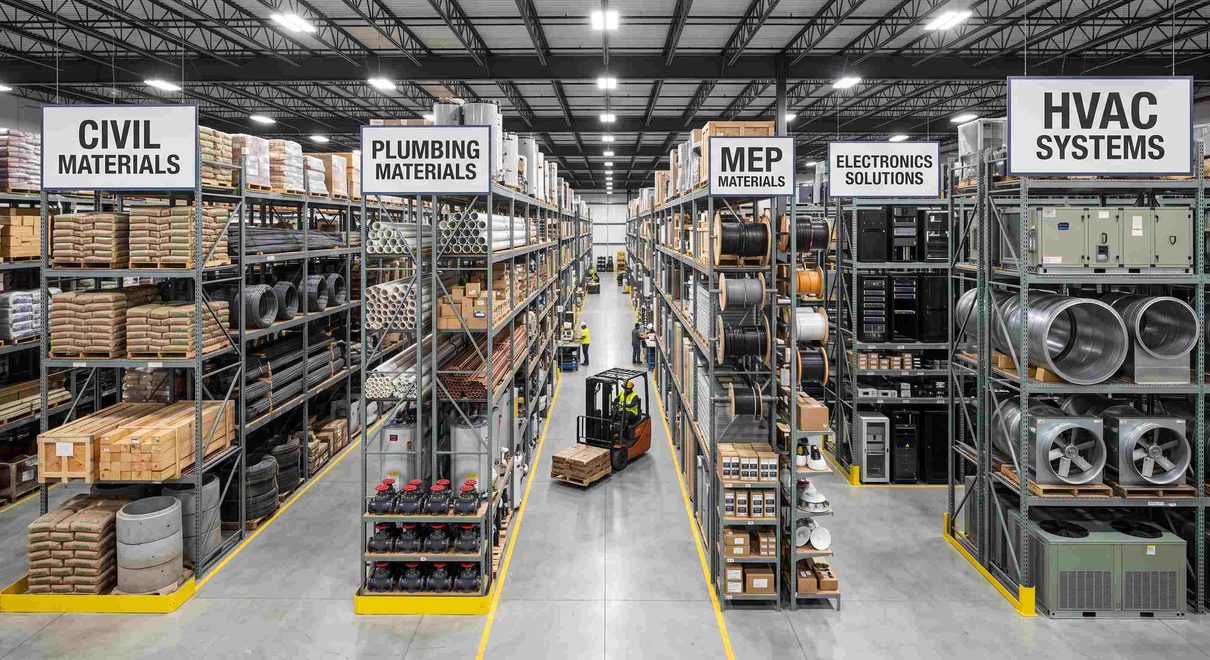 Civil and MEP construction materials for project supply